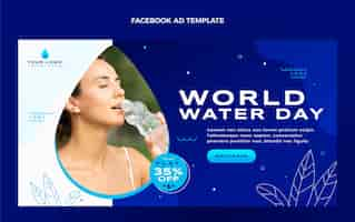 Vector gratuito plantilla de promoción de redes sociales del día mundial del agua con degradado