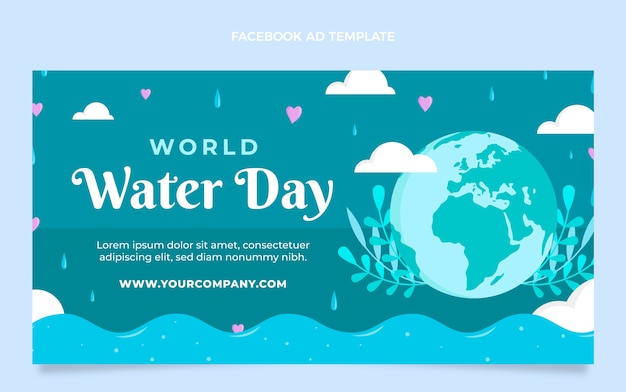 Vector gratuito plantilla de promoción de redes sociales del día mundial del agua plana