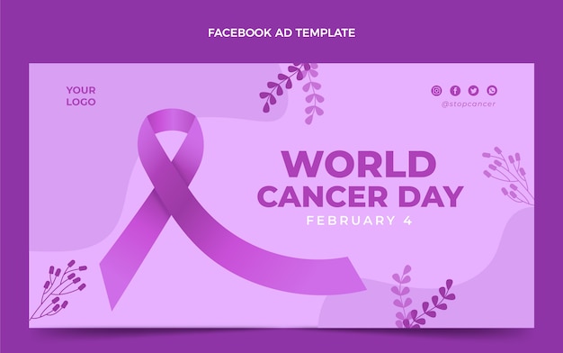 Plantilla de promoción de redes sociales del día mundial del cáncer degradado