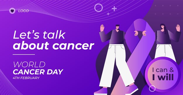 Plantilla de promoción de redes sociales del día mundial contra el cáncer con degradado