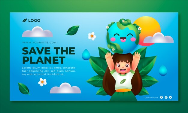 Vector gratuito plantilla de promoción de redes sociales del día mundial del medio ambiente degradado