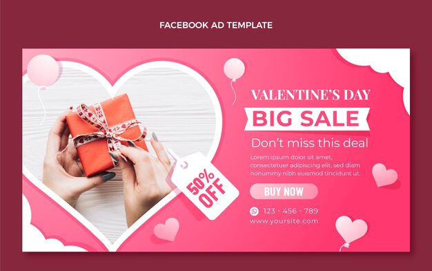 Plantilla de promoción de redes sociales del día de san valentín degradado