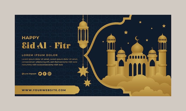 Vector gratuito plantilla de promoción de redes sociales de gradiente eid al-fitr