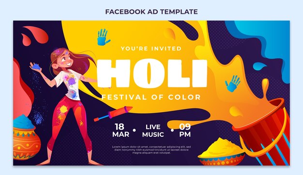 Plantilla de promoción de redes sociales de gradiente holi