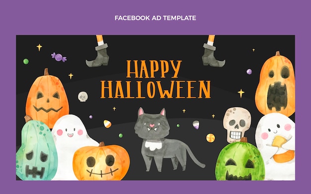 Vector gratuito plantilla de promoción de redes sociales de halloween en acuarela