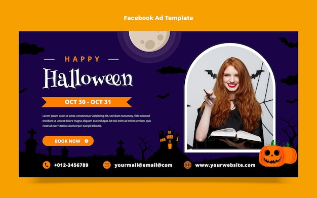 Vector gratuito plantilla de promoción de redes sociales de halloween plana