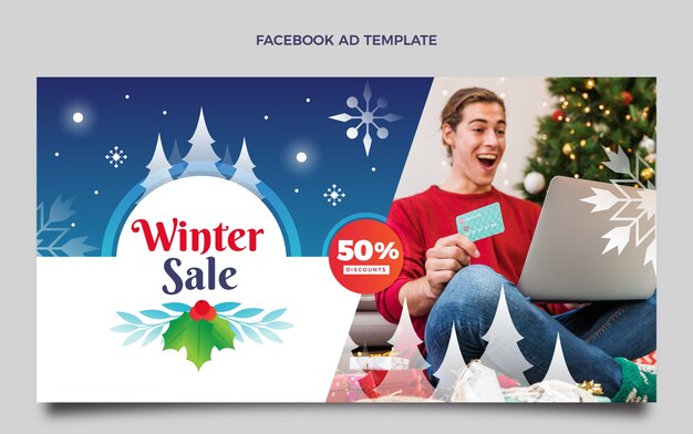 Plantilla de promoción de redes sociales de invierno degradado