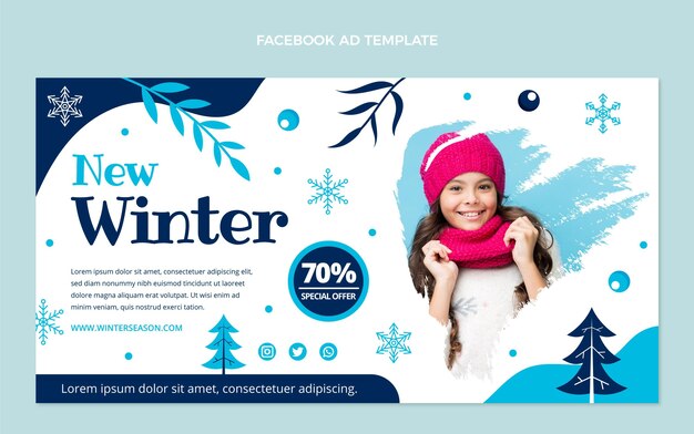 Plantilla de promoción de redes sociales de invierno plano