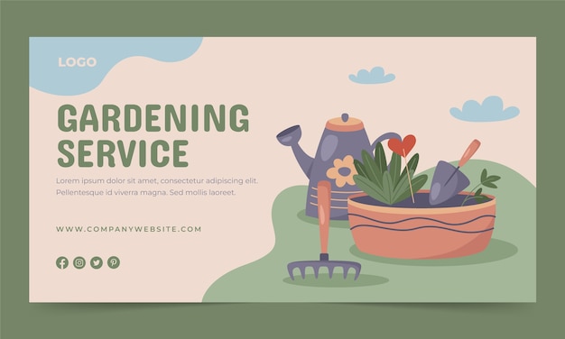 Vector gratuito plantilla de promoción de redes sociales de jardinería y cultivo.