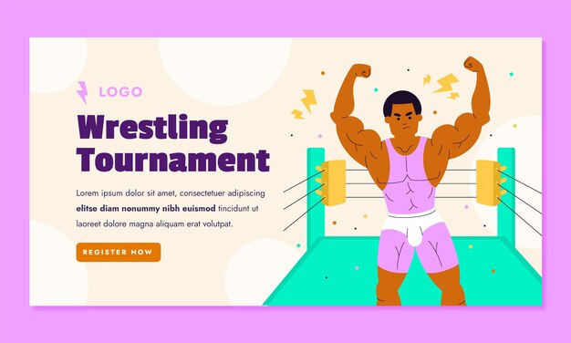 Plantilla de promoción de redes sociales de lucha libre plana