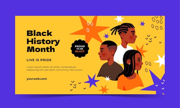 Vector gratuito plantilla de promoción de redes sociales del mes de la historia negra dibujada a mano