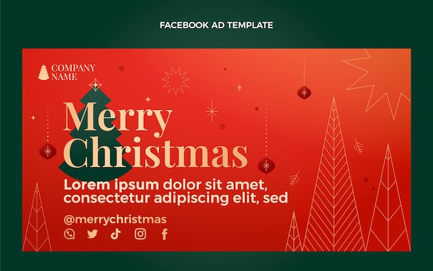 Vector gratuito plantilla de promoción de redes sociales de navidad degradado