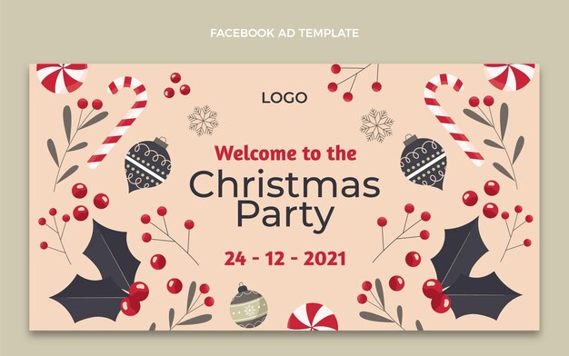 Plantilla de promoción de redes sociales de navidad plana dibujada a mano