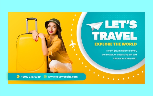 Vector gratuito plantilla de promoción de redes sociales de negocios de agencia de viajes