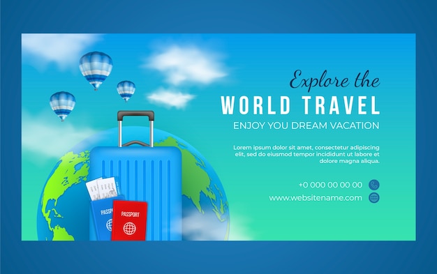 Vector gratuito plantilla de promoción de redes sociales de negocios de agencia de viajes