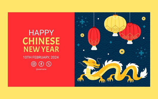 Plantilla de promoción de redes sociales plana para el festival del año nuevo chino