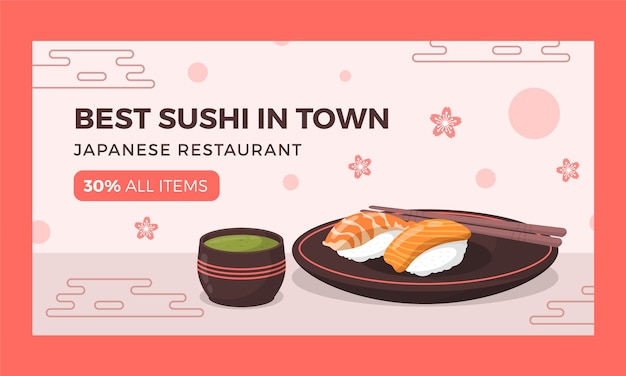 Vector gratuito plantilla de promoción de redes sociales para restaurante japonés tradicional