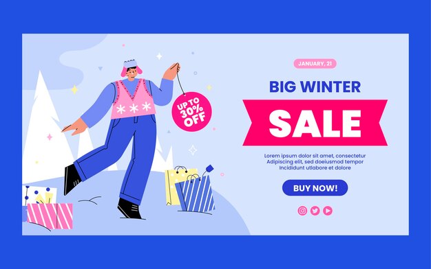 Plantilla de promoción de redes sociales de venta de temporada de invierno