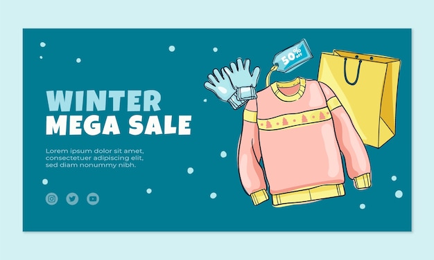 Vector gratuito plantilla de promoción de redes sociales de venta de temporada de invierno