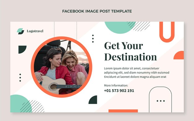 Plantilla de promoción de redes sociales de viajes planos