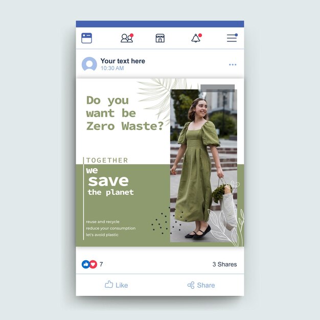 Plantilla de publicación de cero desperdicio de Facebook