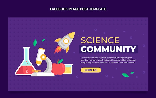 Vector gratuito plantilla de publicación de facebook de ciencia de estilo plano