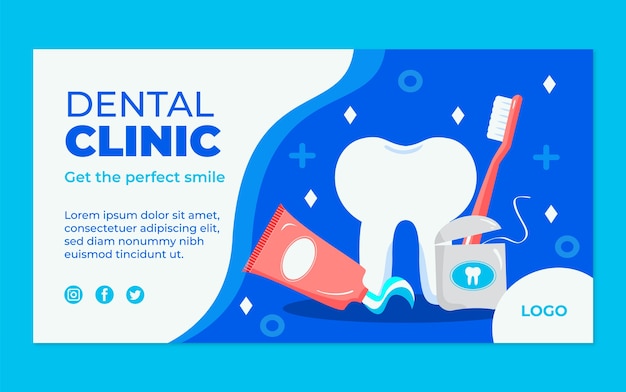 Plantilla de publicación de facebook de clínica dental dibujada a mano