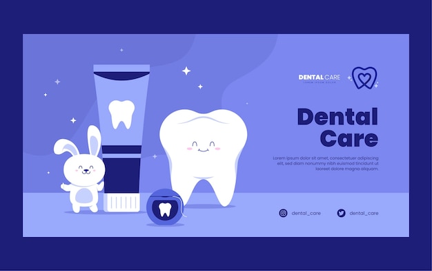 Plantilla de publicación de facebook de clínica dental de diseño plano