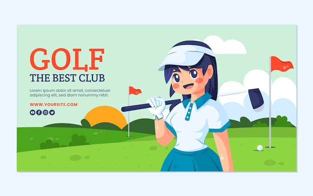 Vector gratuito plantilla de publicación de facebook de club de golf dibujada a mano