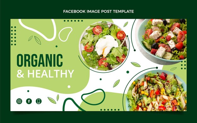 Plantilla de publicación de facebook de comida de diseño plano