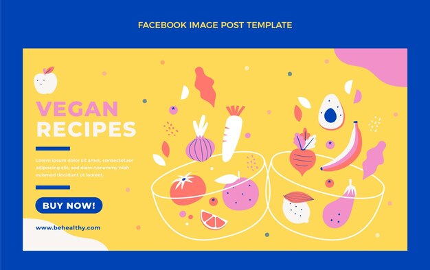 Plantilla de publicación de facebook de comida plana