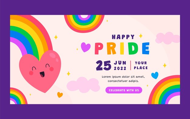 Plantilla de publicación de facebook dibujada a mano del mes del orgullo