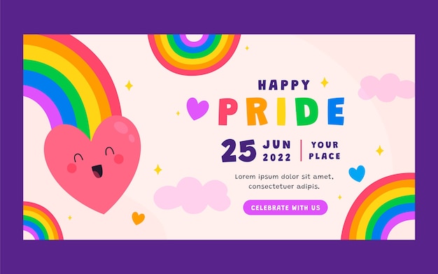 Plantilla de publicación de facebook dibujada a mano del mes del orgullo