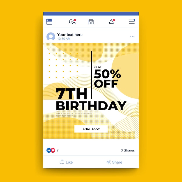 Vector gratuito plantilla de publicación de facebook de fiesta de cumpleaños