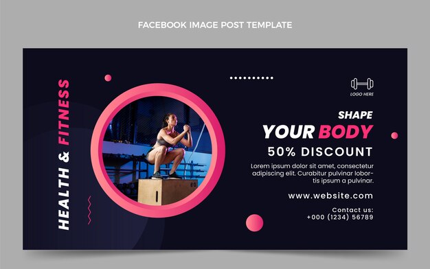 Plantilla de publicación de facebook de fitness degradado