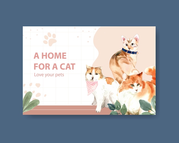 Vector gratuito plantilla de publicación de facebook con gatos lindos