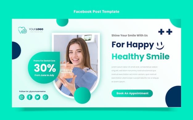 Vector gratuito plantilla de publicación de facebook médica degradada