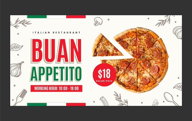 Vector gratuito plantilla de publicación de facebook de restaurante italiano