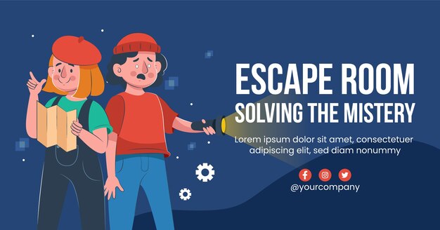 Plantilla de publicación de facebook de sala de escape dibujada a mano