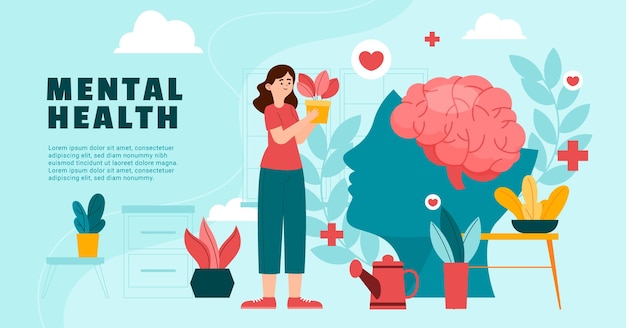 Vector gratuito plantilla de publicación de facebook de salud mental plana