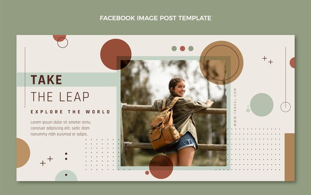Plantilla de publicación de facebook de viajes de diseño plano
