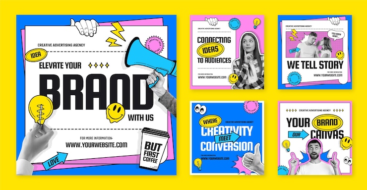 Vector gratuito plantilla de publicación de instagram de agencia de publicidad
