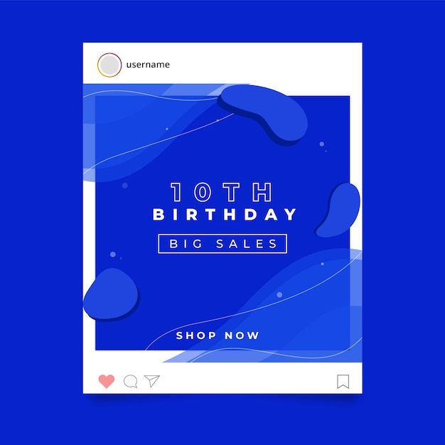 Vector gratuito plantilla de publicación de instagram de fiesta de cumpleaños