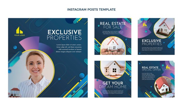 Plantilla de publicación de instagram de inmobiliaria degradada