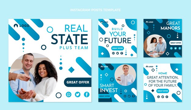 Plantilla de publicación de instagram de inmobiliaria degradada