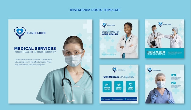 Plantilla de publicación de instagram médica de diseño plano