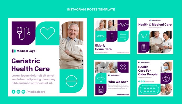 Plantilla de publicación de instagram médica plana