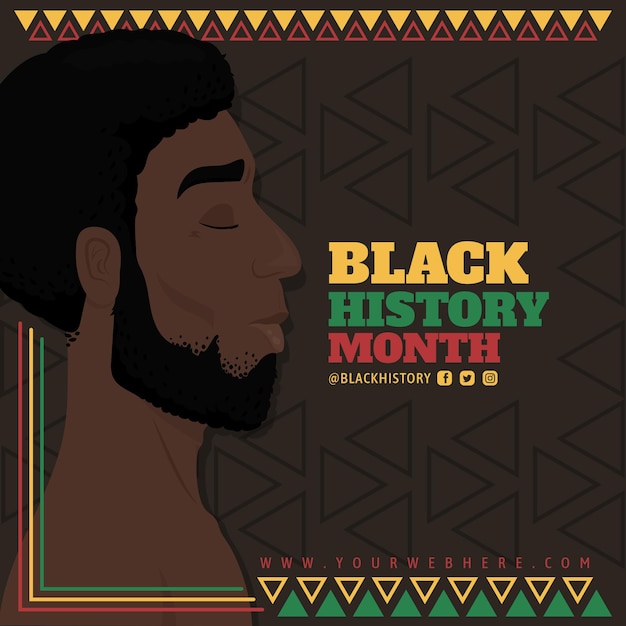 Vector gratuito plantilla de publicación de instagram del mes de la historia negra plana dibujada a mano