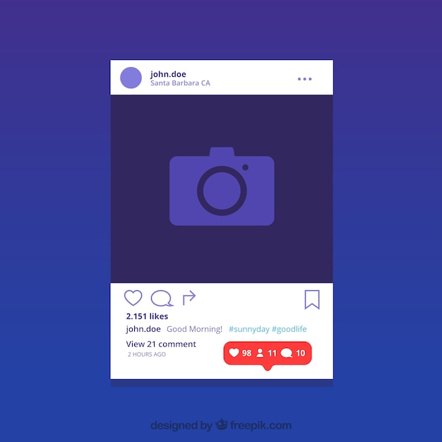 Vector gratuito plantilla de publicación de instagram con notificaciones