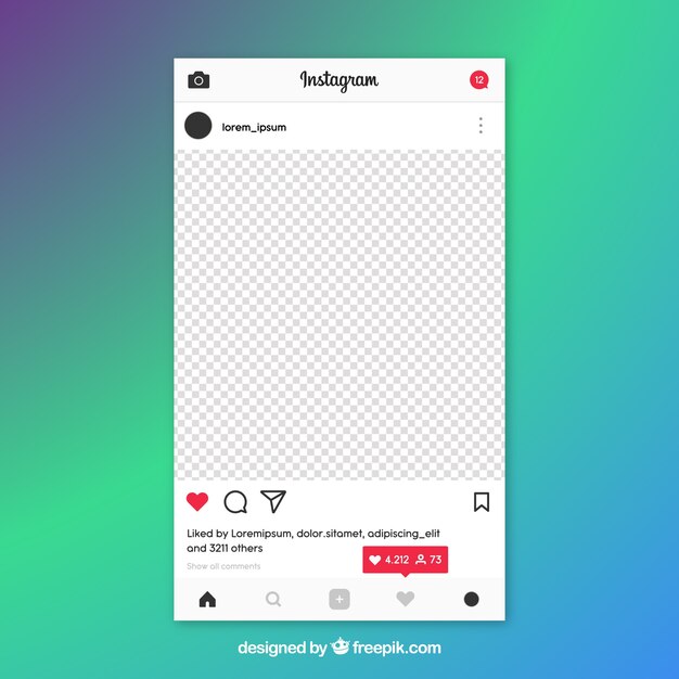 Plantilla de publicación de instagram con notificaciones